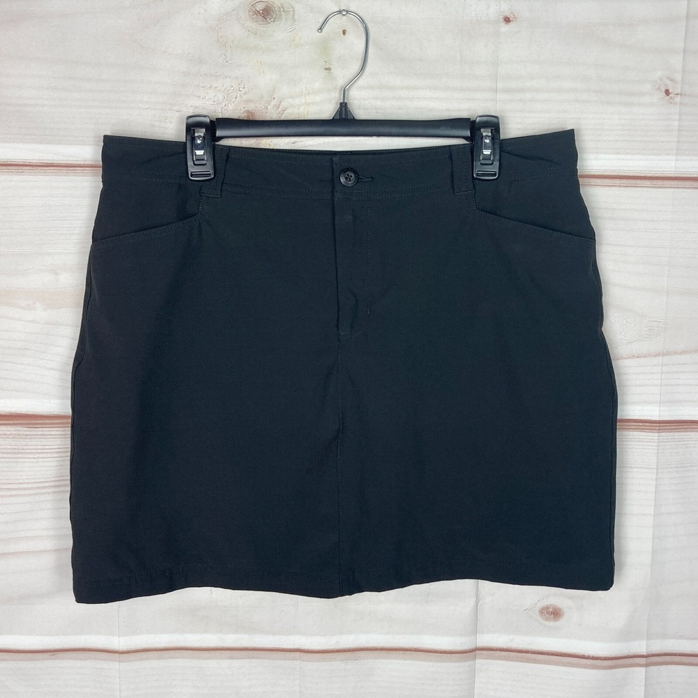 Eddie Bauer Skort Womens 14 Black A-Line Athletic Pockets Woven Stretch Solid